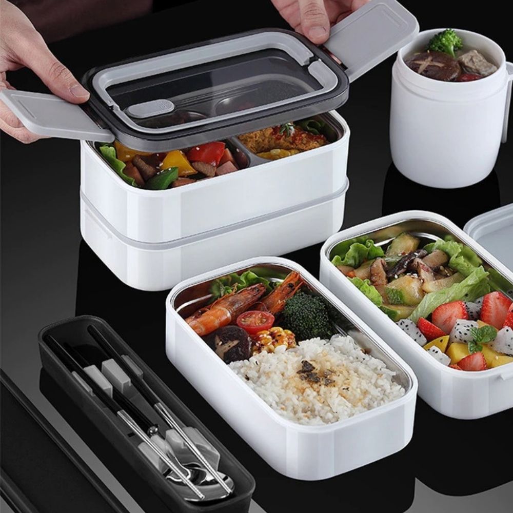 Boîte à lunch inox qui passe au micro-onde ! | LunchBox™ Combo – Chop ...